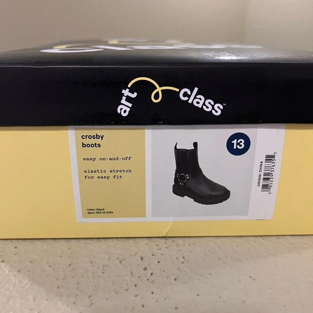 Art Class Moto Harness Boots Black Chunky Combat Boots Youth Girls Size 13 NWT